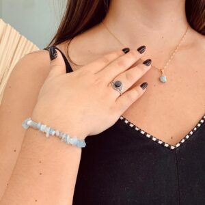 Kit Cascalho e Pingente de Água-marinha – Pedra do Ano 2026