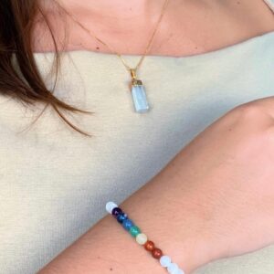 Conjunto de Selenita - Colar e Pulseira 7 Chakras