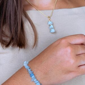 Conjunto Água Marinha - Colar e Pulseira